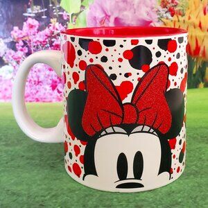 NEW Disney Minnie Mouse Red Glitter Bow Coffee Mug / Cup 20oz